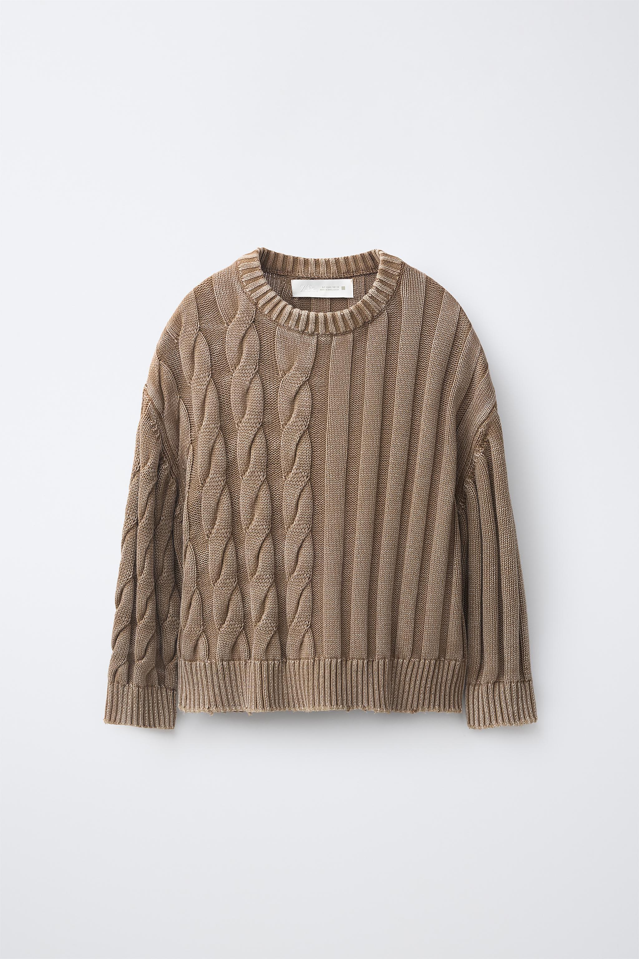 ACID WASH CABLE KNIT JUMPER
